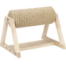 Rouleau à gratter pour chat en bois avec sisal