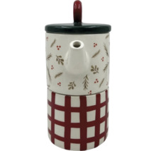 Théière en céramique avec motif à carreaux et motifs de Noël