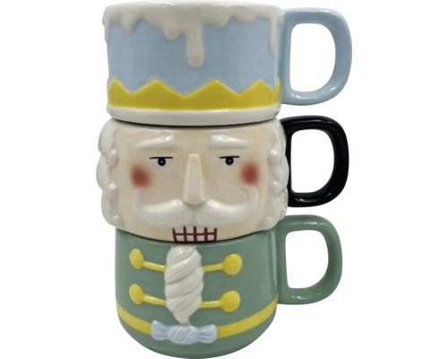 Tasse de Noël Lafiora casse-noisette en céramique 15,5 x 11,7 x 19,7 cm 3 pièces Tasses Casse-Noisette empilées en céramique