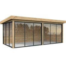 Abri de jardin en bois avec façade en verre