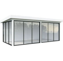Abri de jardin moderne avec façade en verre