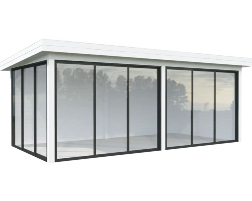 Abri de jardin moderne avec façade en verre
