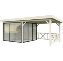 Pavillon en bois avec portes coulissantes en verre et espace ouvert