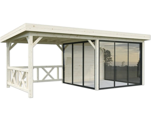 Holz Pavillon mit Glaswänden für den Garten