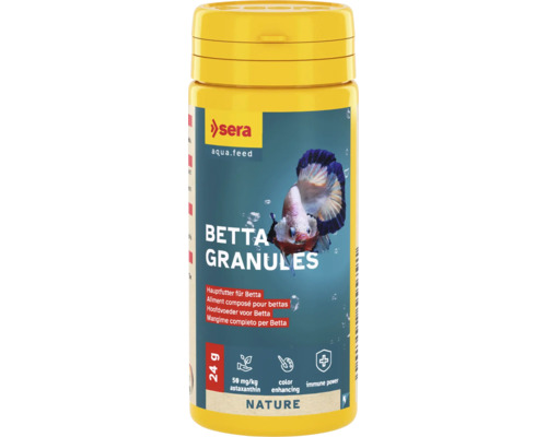 Nourriture pour poissons sera Betta Granules 50 ml (24 g), nourriture sous forme de granulés, nourriture pour poissons combattants et poissons labyrinthe