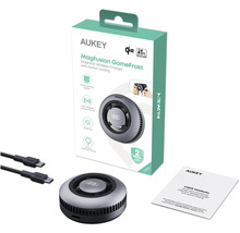 Chargeur sans fil magnétique Aukey MagFusion Gamefrost avec emballage, câble et manuel d''utilisation