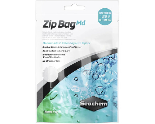 Filtermedienbeutel Seachem Zip Bag Netzbeutel M ca. 32 x 14 cm, für ca. 1 L, , Maschenweite ca. 2,3 mm Seachem Zip Bag Md Filterbeutel mit Reißverschluss, 32 x 14 cm