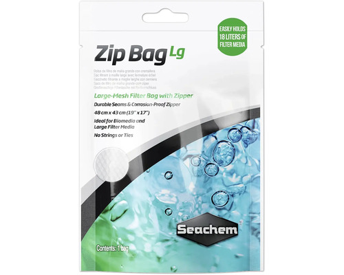 Filtermedienbeutel Seachem Zip Bag Netzbeutel L ca. 48 x 43 cm, für ca. 18 L Seachem Filterbeutel mit Reißverschluss, 48 mal 43 Zentimeter