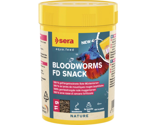 Nourriture pour poissons sera Bloodworms FD Snack 100 ml (11 g), larves de moustiques rouges