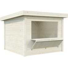 Kiosque en bois avec fenêtre de distribution