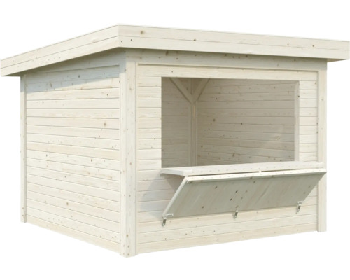 Kiosque en bois avec fenêtre de distribution