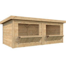 Abri de jardin en bois avec deux fenêtres de distribution