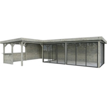 Pavillon de jardin en bois avec portes coulissantes et bar