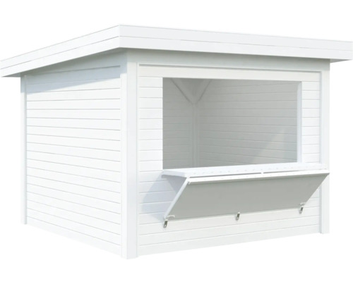 Kiosque en bois blanc avec volet ouvert