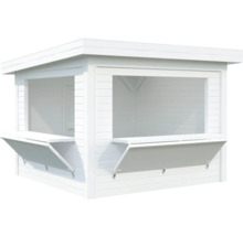 Kiosque en bois blanc avec comptoir rabattable