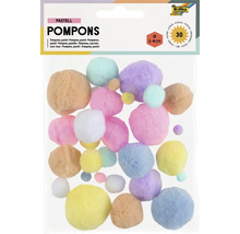 Paquet de 30 pompons d’artisanat de différentes couleurs pastel d’un diamètre de 1 à 4 cm
