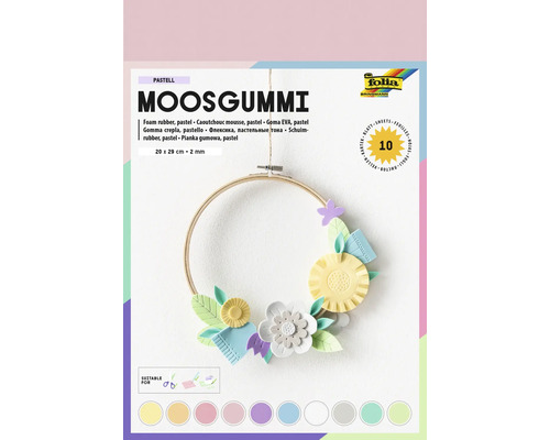 Mousse de caoutchouc, couleurs pastel, 20 x 29 cm, 2 mm d''épaisseur, convient pour le bricolage