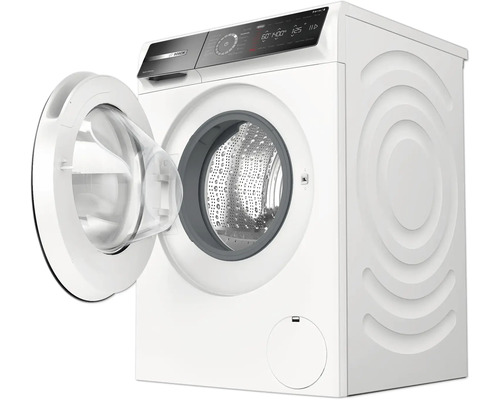 Machine à laver blanche avec porte ouverte