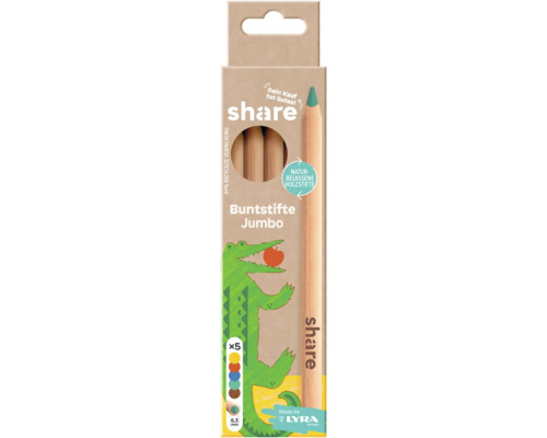 Paquet de crayons de couleur Jumbo avec motif crocodile et cinq crayons