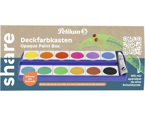 Pelikan Deckfarbkasten mit zwölf Farben inklusive Deckweiß Tube