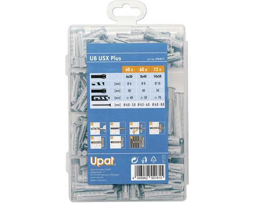 Upat Chevilles universelles USX Plus en boîte d''assortiment, 132 pièces
