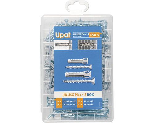 Cheville universelle Upat avec vis, 160 pièces, en boîte d''assortiment