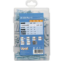 Jeu de chevilles à expansion universelles et de vis Upat dans une boîte transparente