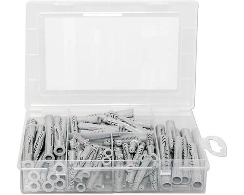 Boîte d’assortiment Upat chevilles universelles UB UUX 110 pces Chevilles en plastique triées dans une boîte d''assortiment transparente