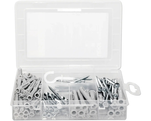 Boîte d''assortiment avec chevilles et vis