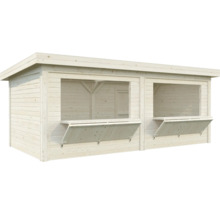 Kiosque de jardin en bois avec deux volets ouverts