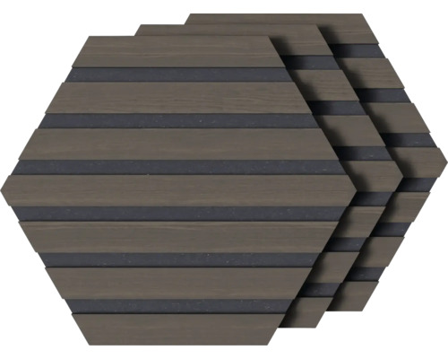 Sechseckige Terrassenfliesen aus Holzverbundwerkstoff