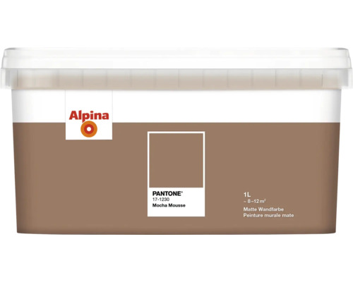 Peinture murale Alpina Pantone 17-1230 mocha mousse 1 l Peinture murale mate Alpina dans un seau de 1 litre