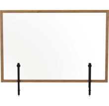 Trennwand Hygieneschutz Glas zum Befestigen am Tisch Holzrahmen rustic 90x60 cm