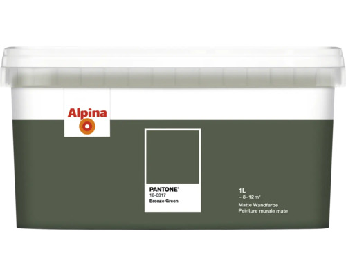 Alpina Wandfarbe Bronze Grün, 1 Liter, matte Oberfläche