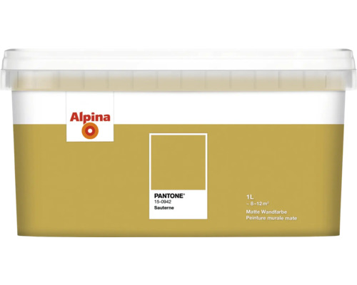 Eimer mit matter Wandfarbe, Farbton Sauterne, 1 Liter, von Alpina