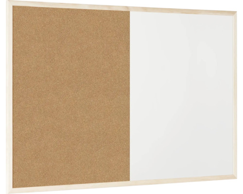 Combinaison de tableau en liège et tableau blanc avec cadre en bois