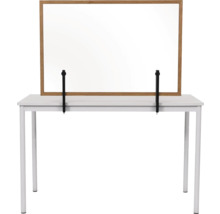 Trennwand Hygieneschutz Glas zum Befestigen am Tisch Holzrahmen rustic 120x90 cm