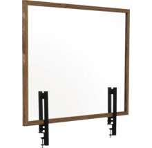 Trennwand Hygieneschutz Glas zum Befestigen am Tisch Holzrahmen rustic 120x90 cm