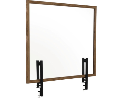 Écran de protection avec cadre en bois et support de table