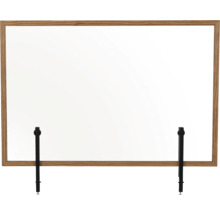 Trennwand Hygieneschutz Glas zum Befestigen am Tisch Holzrahmen rustic 120x90 cm