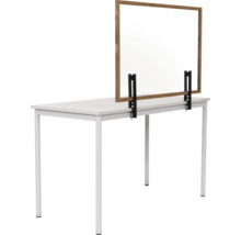 Trennwand Hygieneschutz Glas zum Befestigen am Tisch Holzrahmen rustic 120x90 cm
