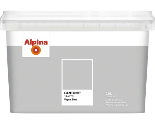Eimer mit matter Alpina Wandfarbe Vapor Blue, Inhalt 2,5 Liter