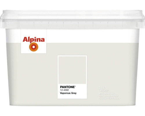 Alpina Wandfarbe in hellgrauer Farbe, 2,5 Liter Eimer