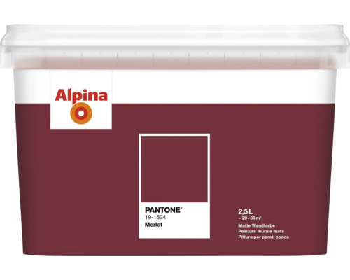 Peinture murale Alpina Pantone 19-1534 merlot 2,5 l Peinture murale Alpina en seau de 2,5 litres