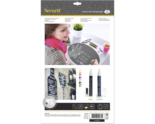 Securit Kreidetafel mit Kreidemarkern und Dekoration