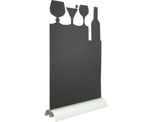 Tableau en ardoise avec motifs de vin et support à craie