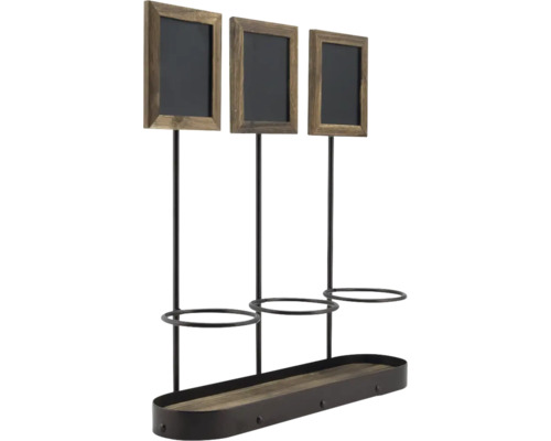 Support à plantes décoratif avec trois tableaux dans un cadre en bois
