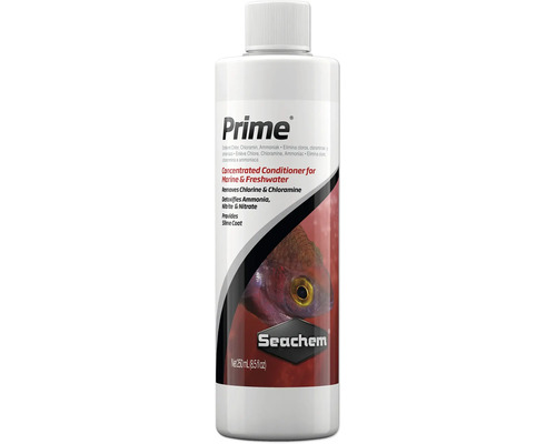 Wasseraufbereiter Seachem Prime 250 ml kompletter und konzentrierter Wasseraufbereiter beseitigt Chlor und Chloramine, entgiftet Ammoniak, Nitrit und Nitrat, Wasserklärer für Süß-und Salzwasser Seachem Prime Wasseraufbereiter für Meer- und Süßwasser, 250 ml