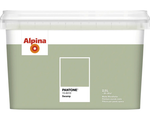 Peinture murale Alpina Pantone 15-6310 swamp 2,5 l Peinture murale Alpina en seau, teinte Swamp, 2,5 litres