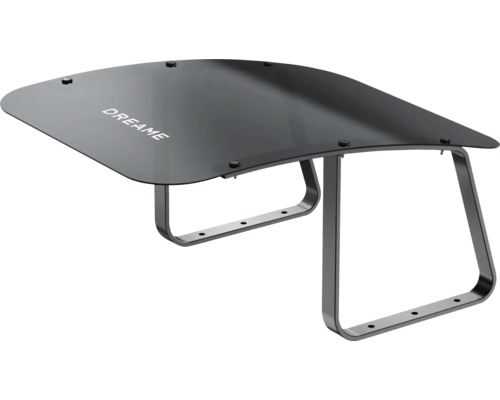 Garage pour robot tondeuse Dreame pour A1, A1 Pro, A2 Logo Dreame sur table noire avec cadre en acier